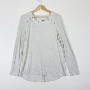 Cabi Heather Grey Long Sleeve Stretchy Jersey Knit Top Tunic Shirt Womens Medium